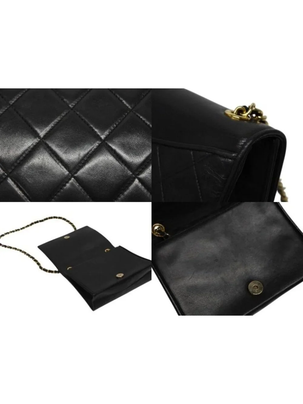 Chanel S Flap S Chain Shoulder Bag CC Logo Lambskin Black Gold